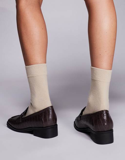 Public Desire Decaf loafers in brown croc, 2 of 4