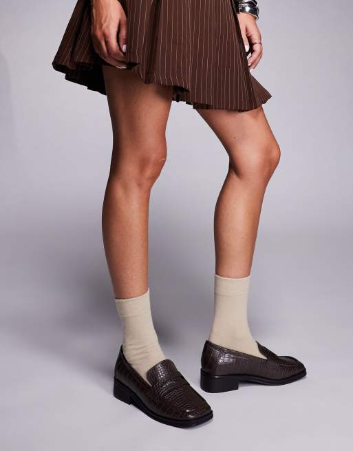 Public Desire Decaf loafers in brown croc, 4 of 4