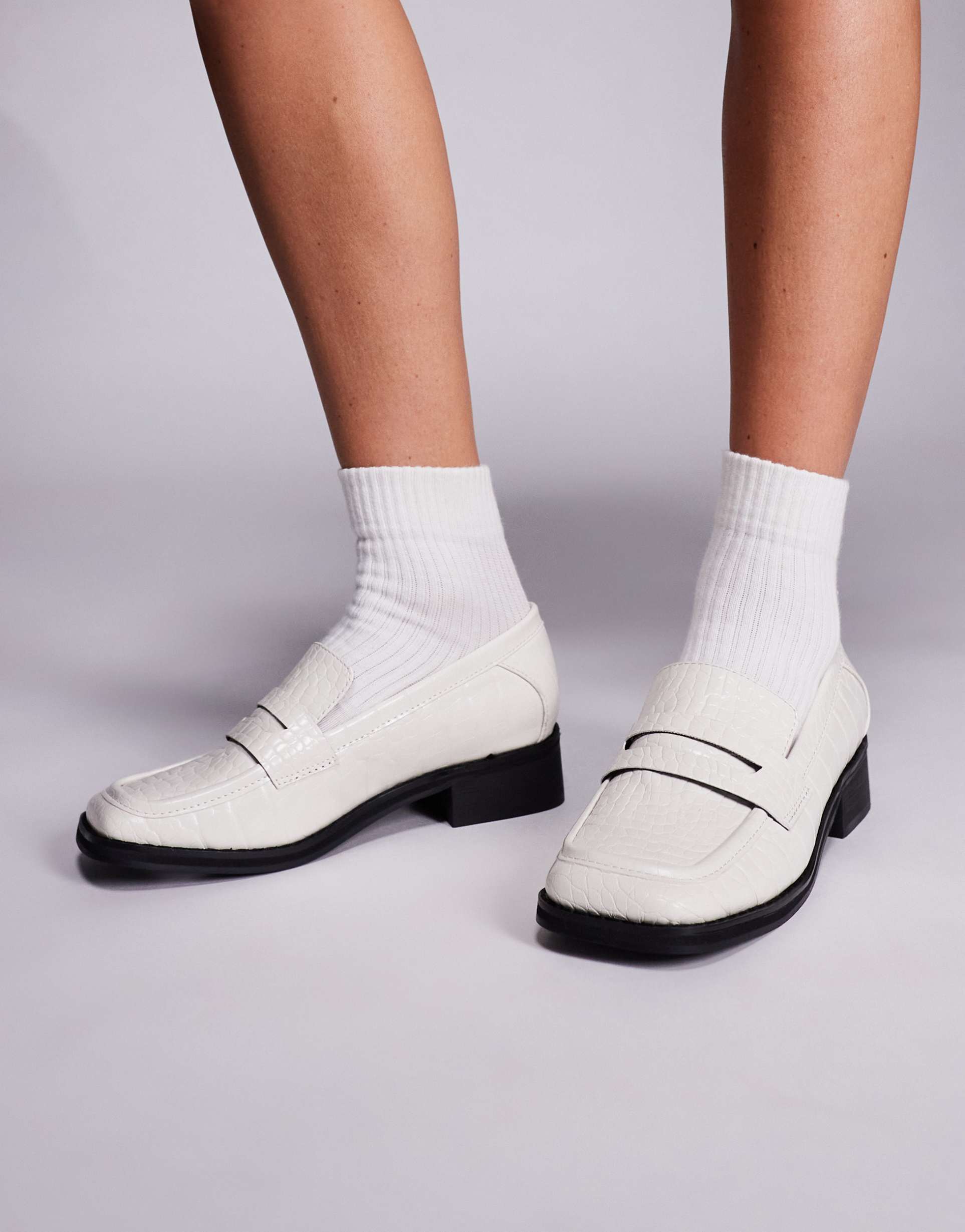 public desire decaf loafers in cream croc