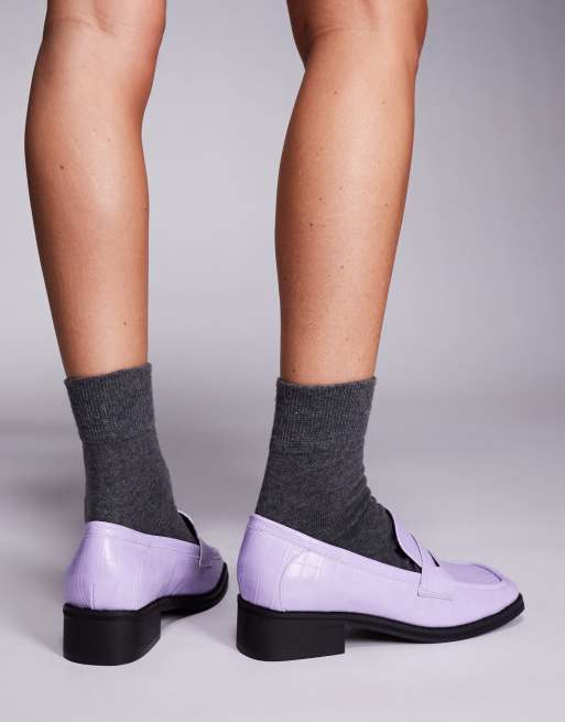 Public Desire Decaf loafers in purple croc, 2 of 4