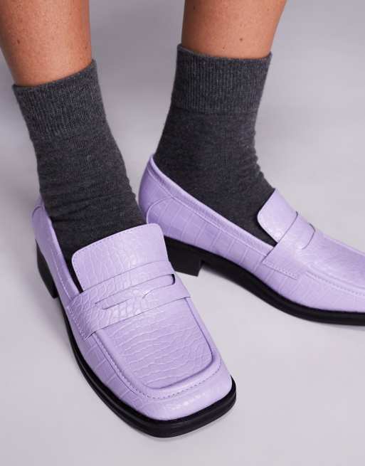 Public Desire Decaf loafers in purple croc, 3 of 4