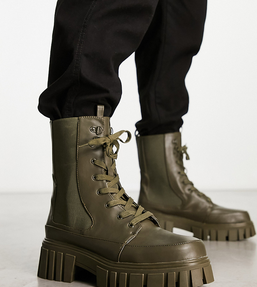 desda lace up boots in khaki-Green