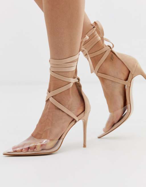 steve madden palie pointed heeled shoes in beige