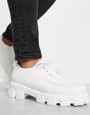 white lace up platforms