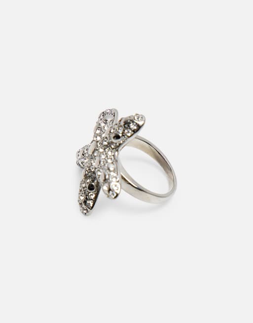 Public Desire Diamante starfish ring in silver, 3 of 3