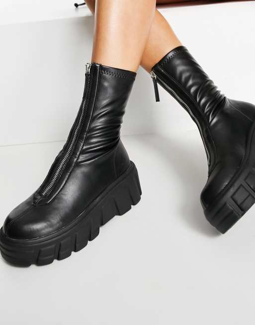 Public Desire - Domino - Bottines chunky zippées - Noir