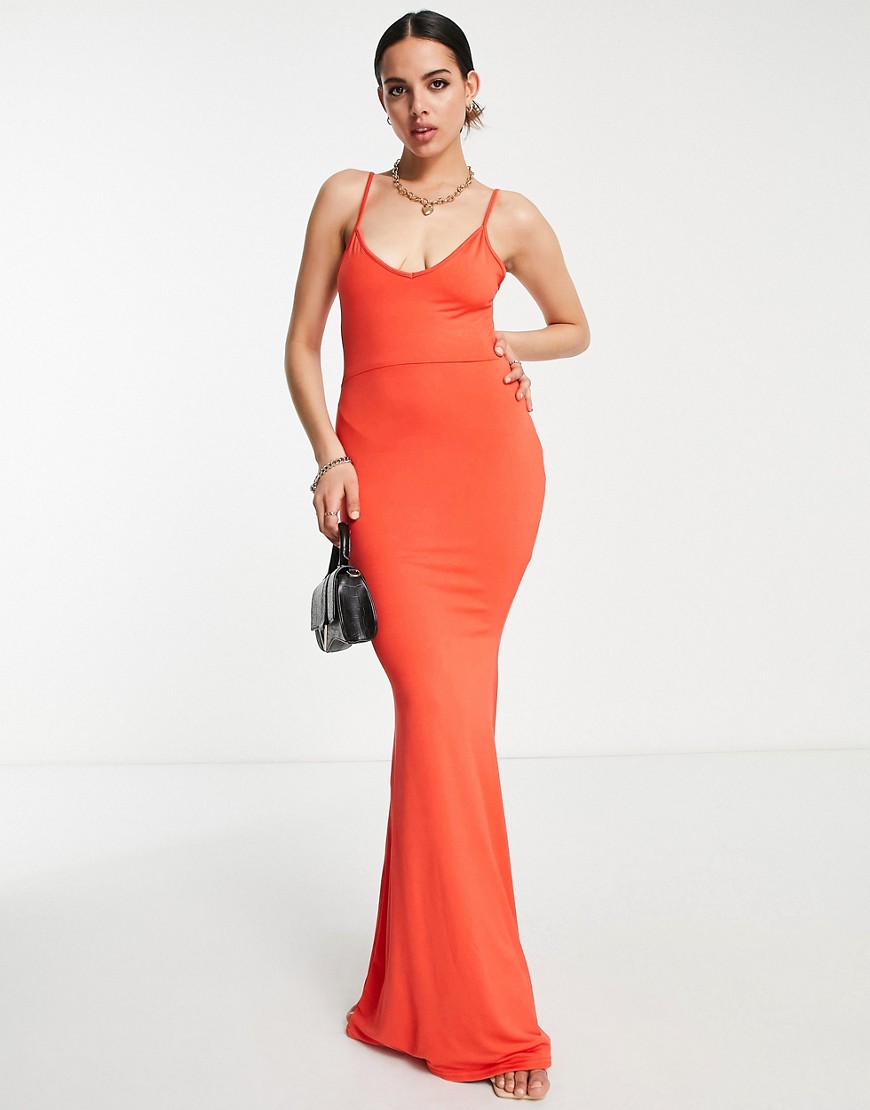 Public Desire double layer slinky cami fishtail maxi dress in red
