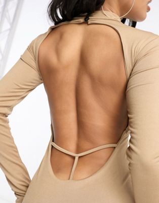 Public Desire double layered slinky backless thong detail midi
