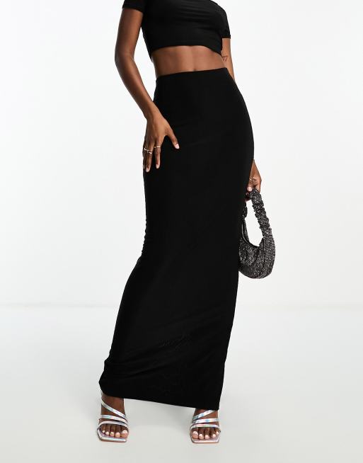 Public Desire double lined maxi skirt co-ord in black