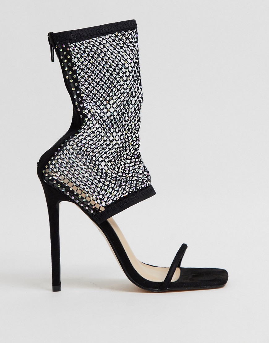 Public Desire Double-take sandals in diamante mesh-Black