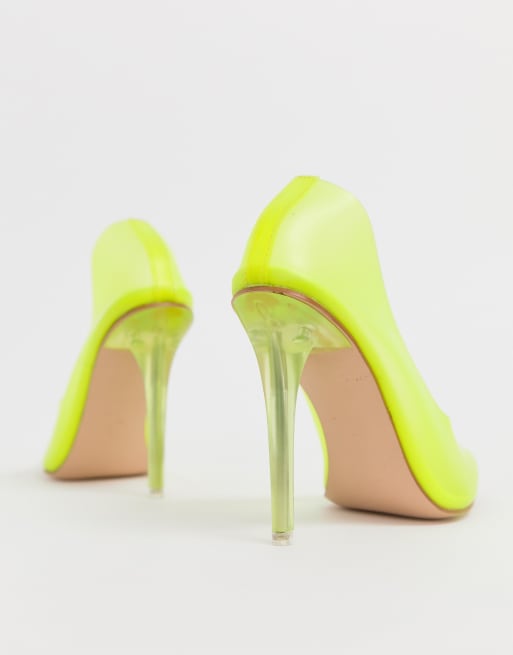 Clear store neon shoes