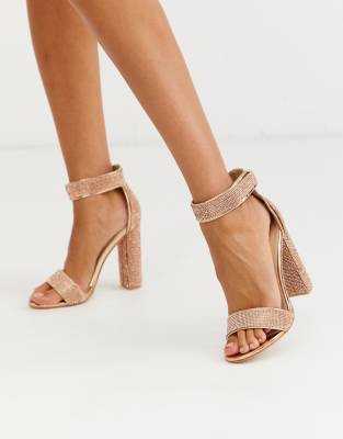 crystal block heel shoes