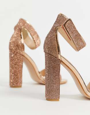 crystal block heel shoes