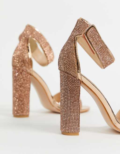 Rose gold heels store chunky