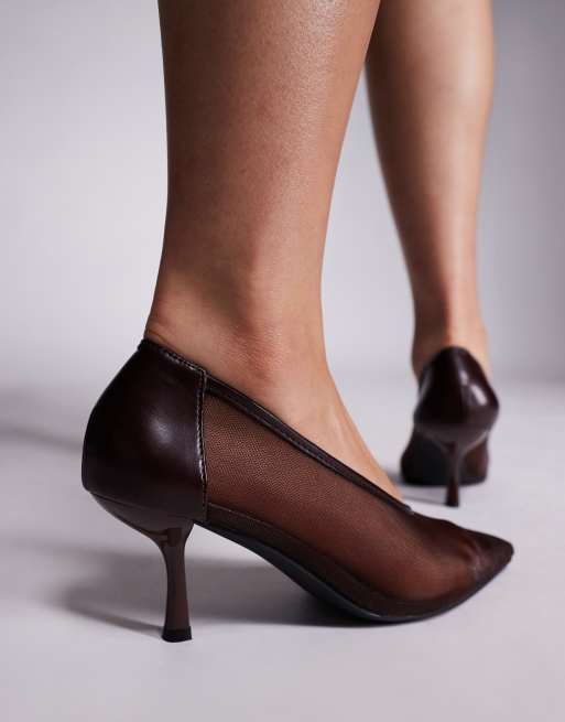 Public Desire Dua mesh high vamp heels in chocolate