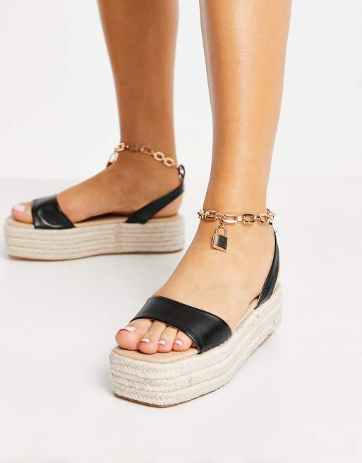 Bamboo scallop espadrille platform sandals clearance