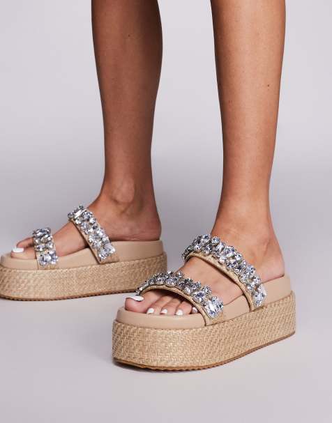 Public Desire Duchess Update raffia sandals with embellished straps - view 1