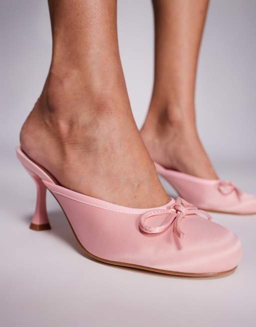 Public Desire Duel heeled mules in pink satin, 3 of 4