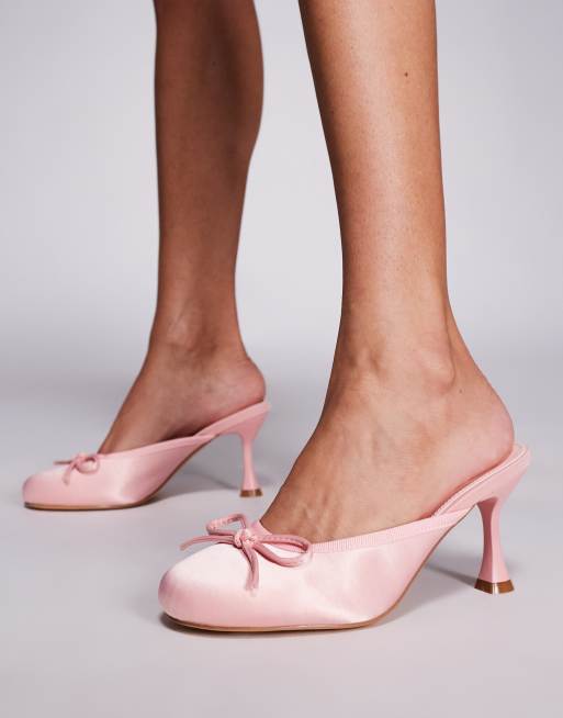 Public Desire Duel heeled mules in pink satin, 4 of 4
