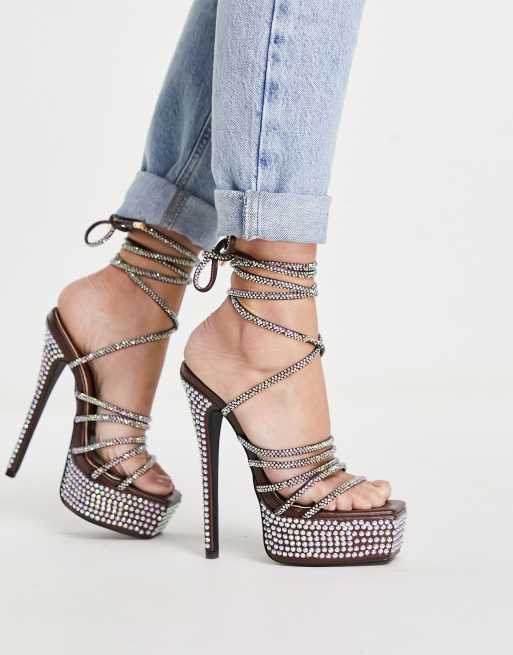 Public Desire dulce platform crystal heels in chocolate, 4 of 4