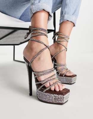 Public Desire dulce platform diamante heels chocolate | ASOS