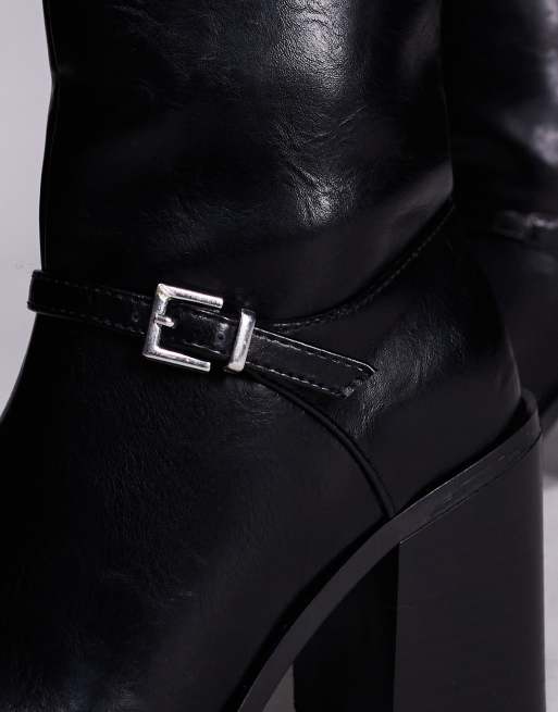 Public Desire – Dusty – Stiefeletten in Schwarz mit eckiger Zehenpartie und Absatz, 3 von 4
