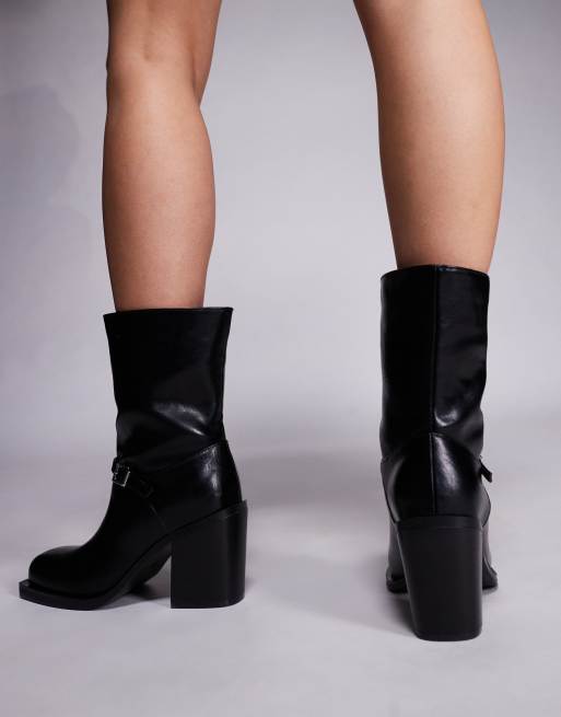 Public Desire – Dusty – Stiefeletten in Schwarz mit eckiger Zehenpartie und Absatz, 4 von 4