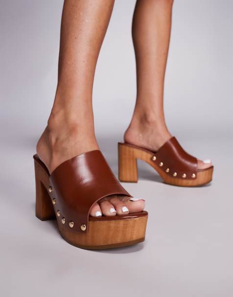 Public Desire Dutchie mule sandals in Tan - view 1