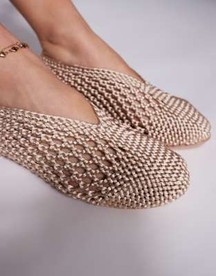 Public Desire Dylan Woven Ballet Flats In White