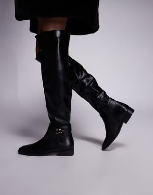 Public Desire Eastburn Over The Knee Riding Boots In Black