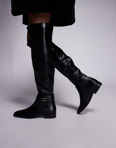 Public Desire Eastburn over-the-knee riding boots in black - view 1