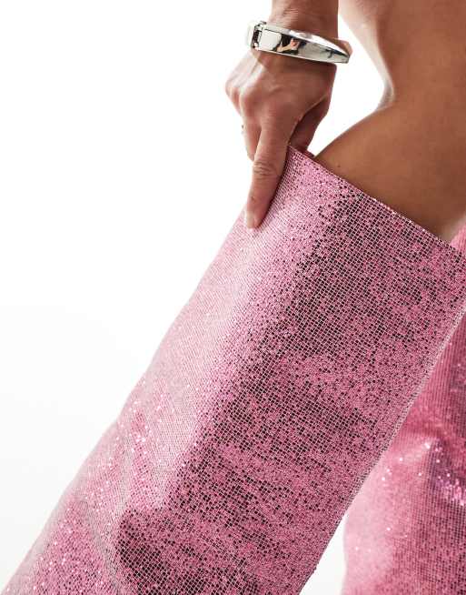 Public Desire - Echo - Støvler med fold i lyserød glimmer, 2 af 4