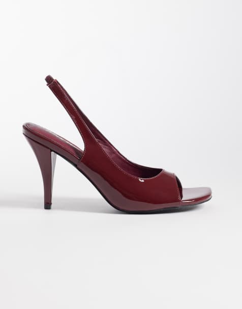 Public Desire Eclipse heeled slingback sandals in burgundy - view 1