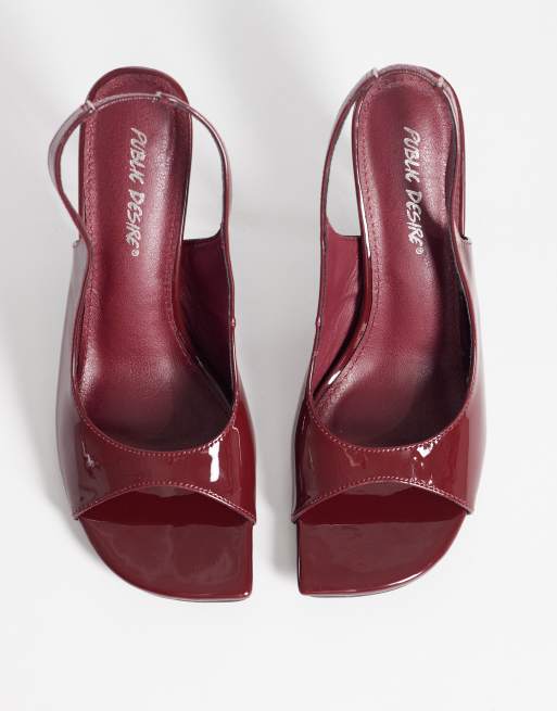 Public Desire Eclipse heeled slingback sandals in burgundy, 2 of 4