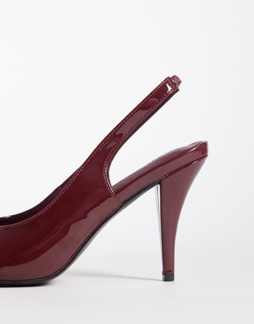 Public Desire Eclipse heeled slingback sandals in burgundy, 3 of 4