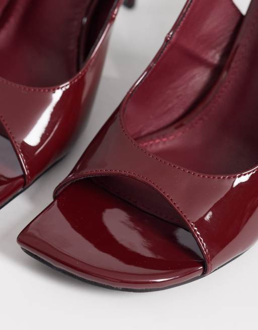 Public Desire Eclipse heeled slingback sandals in burgundy, 4 of 4
