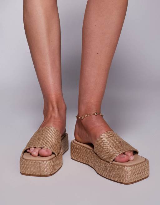 Public Desire Eclipse raffia slip on flatform sandals ASOS