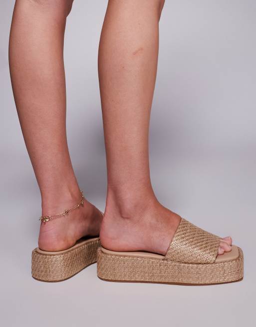 Public Desire – Eclipse – Raffiasandaler med öppen häl och flatformsula, 3 av 4