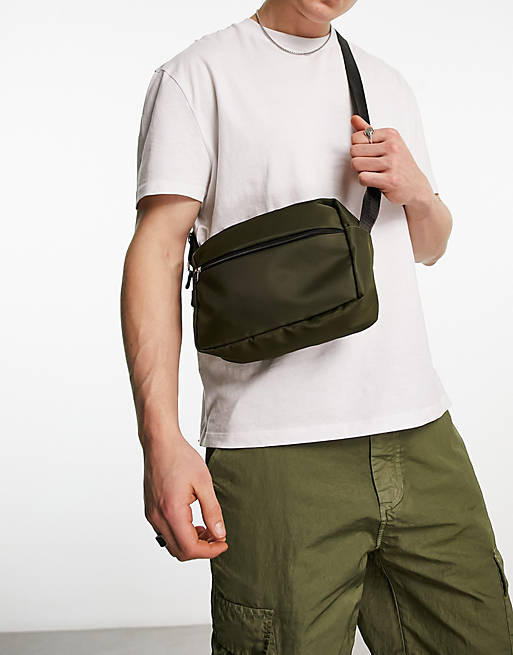 Public Desire Egon nylon crossbody bag in khaki | ASOS