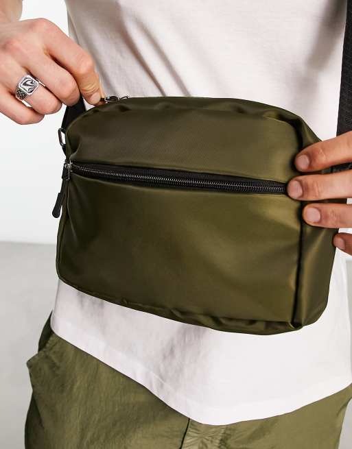 Public Desire Egon nylon crossbody bag in khaki | ASOS