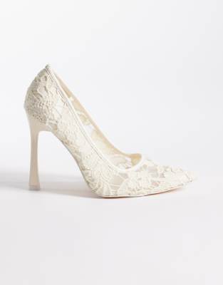  Elderflower heeled pumps in ivory lace