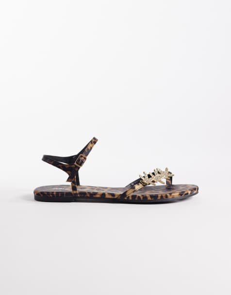Public Desire - Elina - Sandali bassi leopardati con fascette e conchiglie - view 1