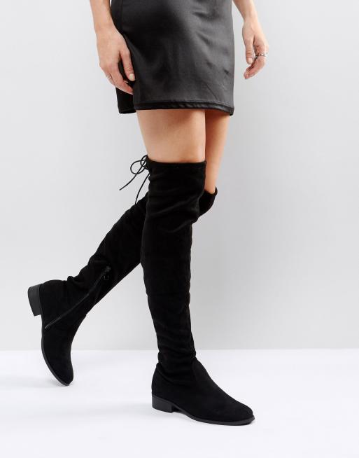 Public Desire Elle black flat over the knee boot | ASOS