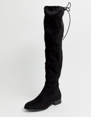 Public desire elle black flat over 2025 the knee boot