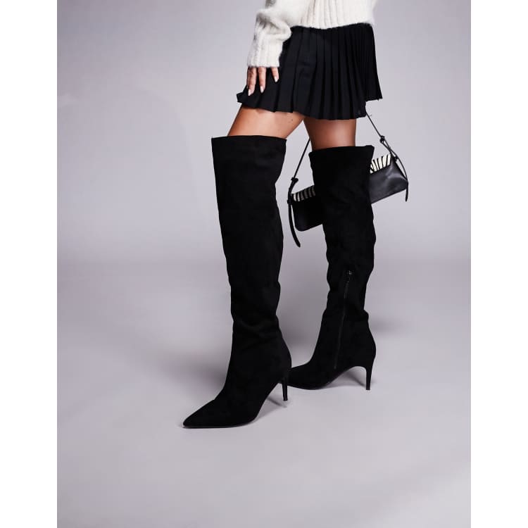 Public Desire Ellen Wide Fit pointed toe heeled knee boots in