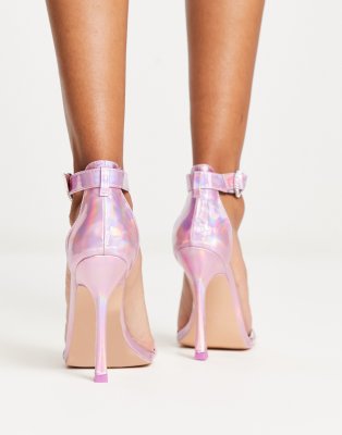 Public Desire Elora Heeled Sandals With Heart Buckle In Pink