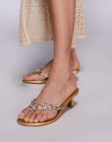 ASOS DESIGN halter neck with star trim detailing and drape mini dress in beige