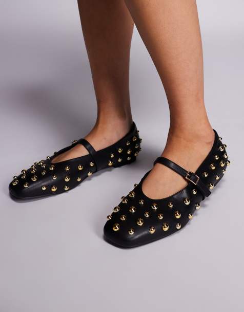 Public Desire Elsie studded ballet flats in black - view 1