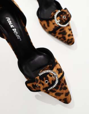 PUBLIC DESIRE WIDE FIT PUBLIC DESIRE ELTON TWO PART POINTED HEELS WITH EMBELLISHED BUCKLE DETAIL 
