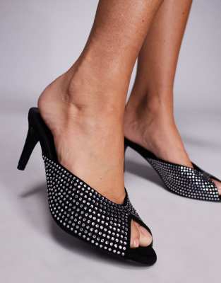 Public Desire Embellished Heeled Mules In Black